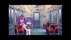 Boy and girl dominate each other in the subway