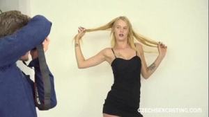 Novice blonde darling shows off in casting