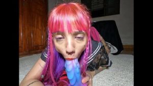 Spit Ahegao Anal – RainBow Hair Braids Riding in Dragon Cock