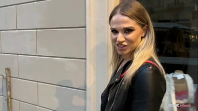 Risky Public Blowjob: Blonde Slut Swallows It All