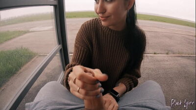 Risky Public Blowjob on a Bus Station