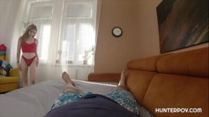 Babe in red fucks like a devil