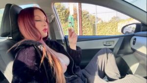 Italian Hot Sexy Milf Artemisia Love Big boobs flashing in the car Smoking Fetish in the car