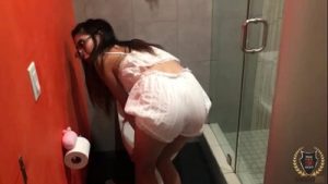 Rome Major Fucks Eva Yi In The Bathroom At Night! He Cums On Her Ass!