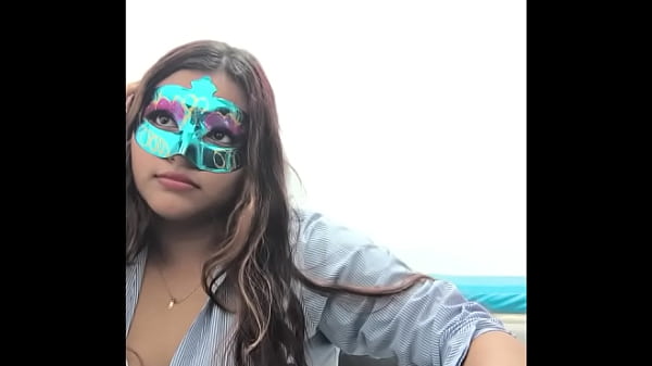 brunette student takes the questionnaire before going to exams she touches her breasts in a sexy way