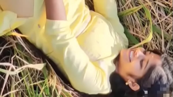 cute yellow suit girl fucking in fields with big cock