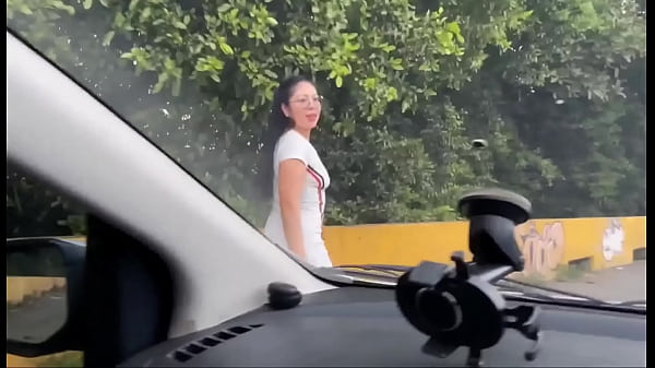i stop a stranger on a public road im looking for someone to fuck me on the road and i get in his car let the stranger masturbate me and then he takes me to the forest to fuck me im