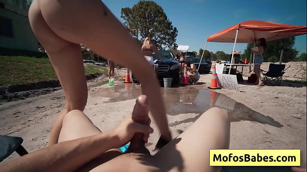 natural busty teen blonde fuck huge dick outdoors near a car wash jc wilds johnny love