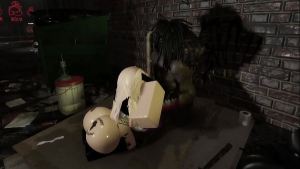 Big black guy fucks bitch in the back allyway of a nightclub