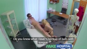 FakeHospital Busty beautiful blonde soaks doctors examination table