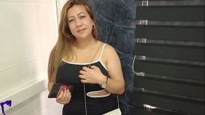 Hot unknown Latina enters wrong apartment, masturbates, ends in cum on tits