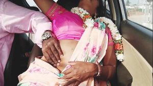 Indian housewife cheating car sex Telugu dirty talks.