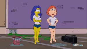 Lois and Marge washes cars