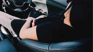 she is very horny to get home masturbating in the car