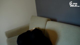 POV foot play, tickling and foot worship (POV foot worship, foot tickle, sexy feet, worn socks)