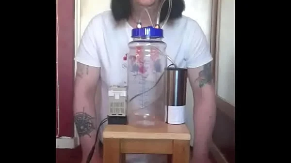 bisexual crossdresser with his portable cow milking machine part 5 with the 10 voting down wankers