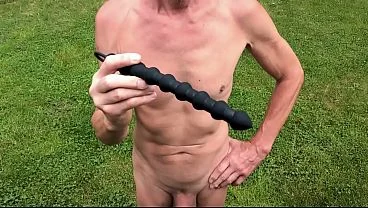 naked pathetic white slave outdoor, wank his uncut penis, dildo in gay ass, bulge belly buton, peeing on guests, CMNM