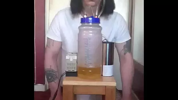 bisexual crossdresser with his portable cow milking machine part 6