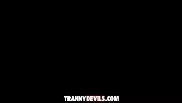 Blonde T-Girl Fuck Her Trans Girlfriend Lubed Asshole Doggie-Style