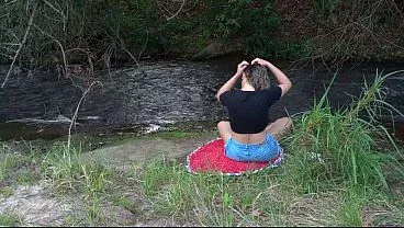 Encounter with a stranger at a waterfall ends in public sex.
