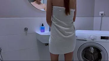 Real Rough Sex in the Bathroom with my Girlfriend, she’s such a Slut