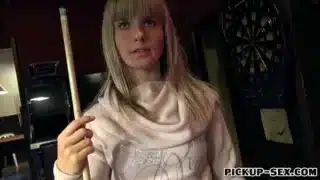Sexy blonde Eurobabe Mikayla pounded in billiards alley