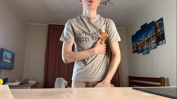 Slim Boy Yanks Heavy Meat Till Splurt Cum Load