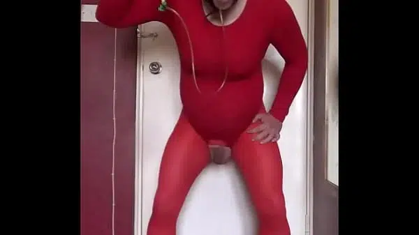 bisexual crossdresser will swallow his own pee while blindfolded and mouth gagged