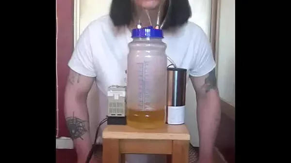 bisexual crossdresser with his portable cow milking machine part 4