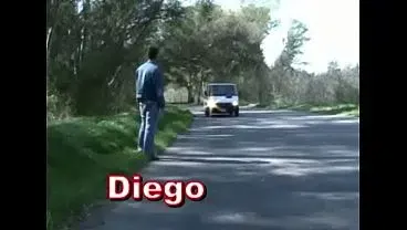 Gay threesome in public outdoors