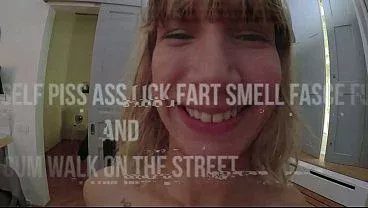 Megan golden shower self piss ass lick Fart Smell face fuck and Cum Walk