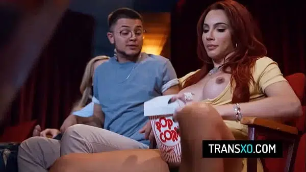 Two shemales fuck a trans man at the cinema – Jade Venus, Ariel Demure, Nicky Zeal