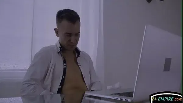 Horny bisexual stud getting spit roasted