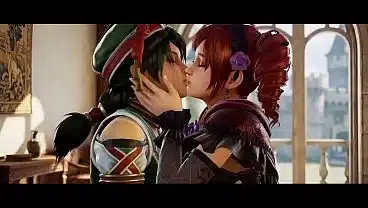 Talim x Amy Sorel lesbian kissing (Soul Calibur VI/ AI generated)