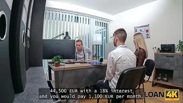 LOAN4K. Czech wife is showing off her big tits in the bank